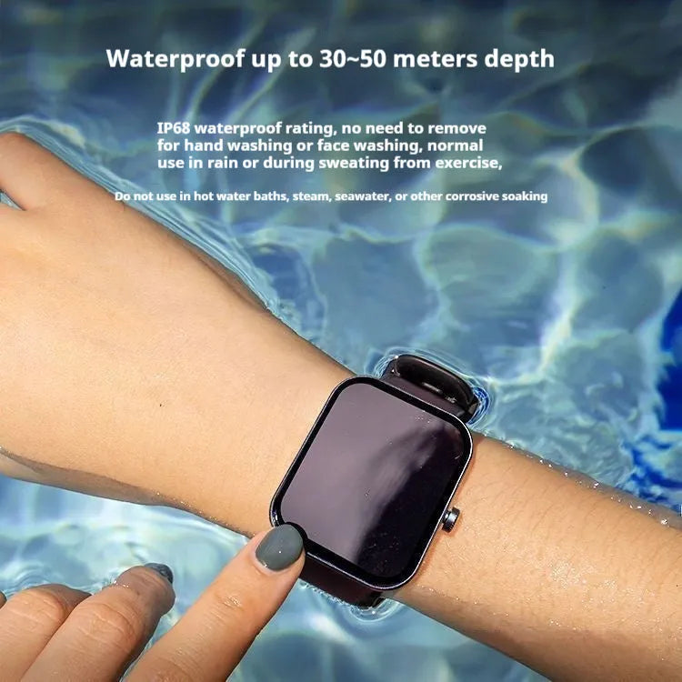 Smart Bluetooth call sports bracelet with TFT touch screen in black, showing heart rate monitoring display
