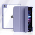 Magnetic split protective case for iPad with hidden pen slot and 51 magnets in lavender purple