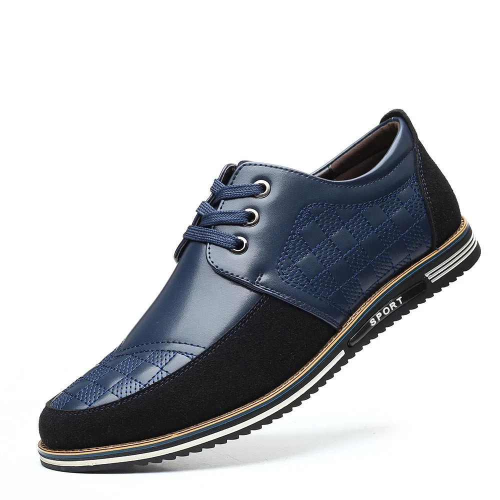 Men's casual hiking shoes with synthetic leather upper and lace-up front tie in black colour option