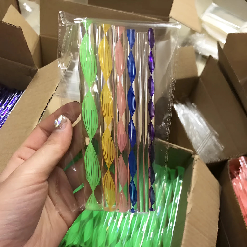 Six-piece pottery tool set with stainless steel, acrylic, and plastic tools in a blue pen bag.