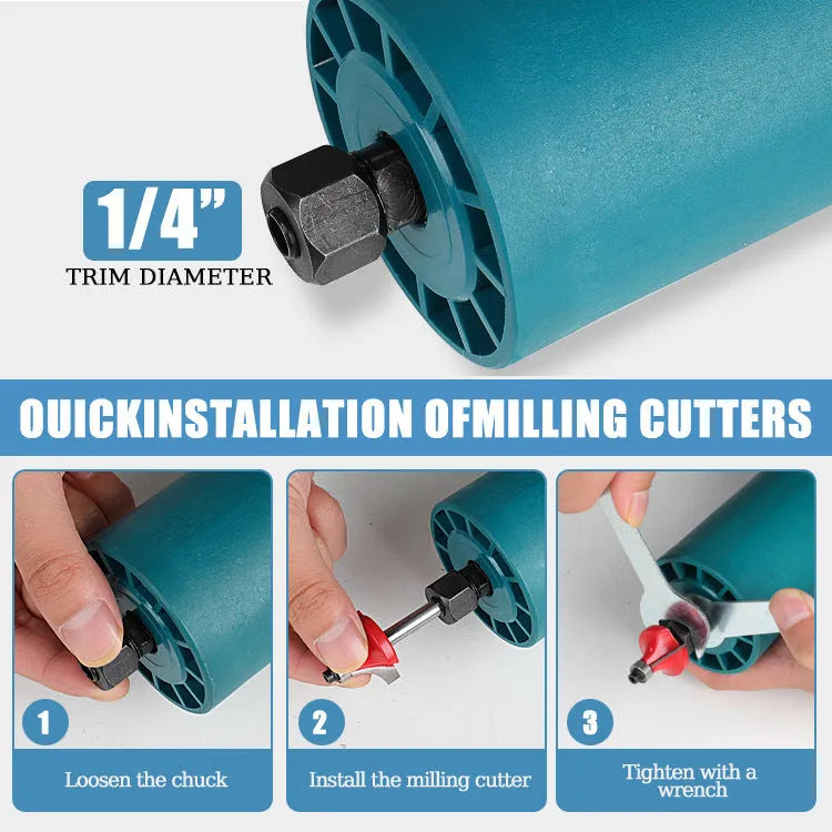 Electric router slotting machine with plastic body and 15 milling cutters for woodworking engraving
