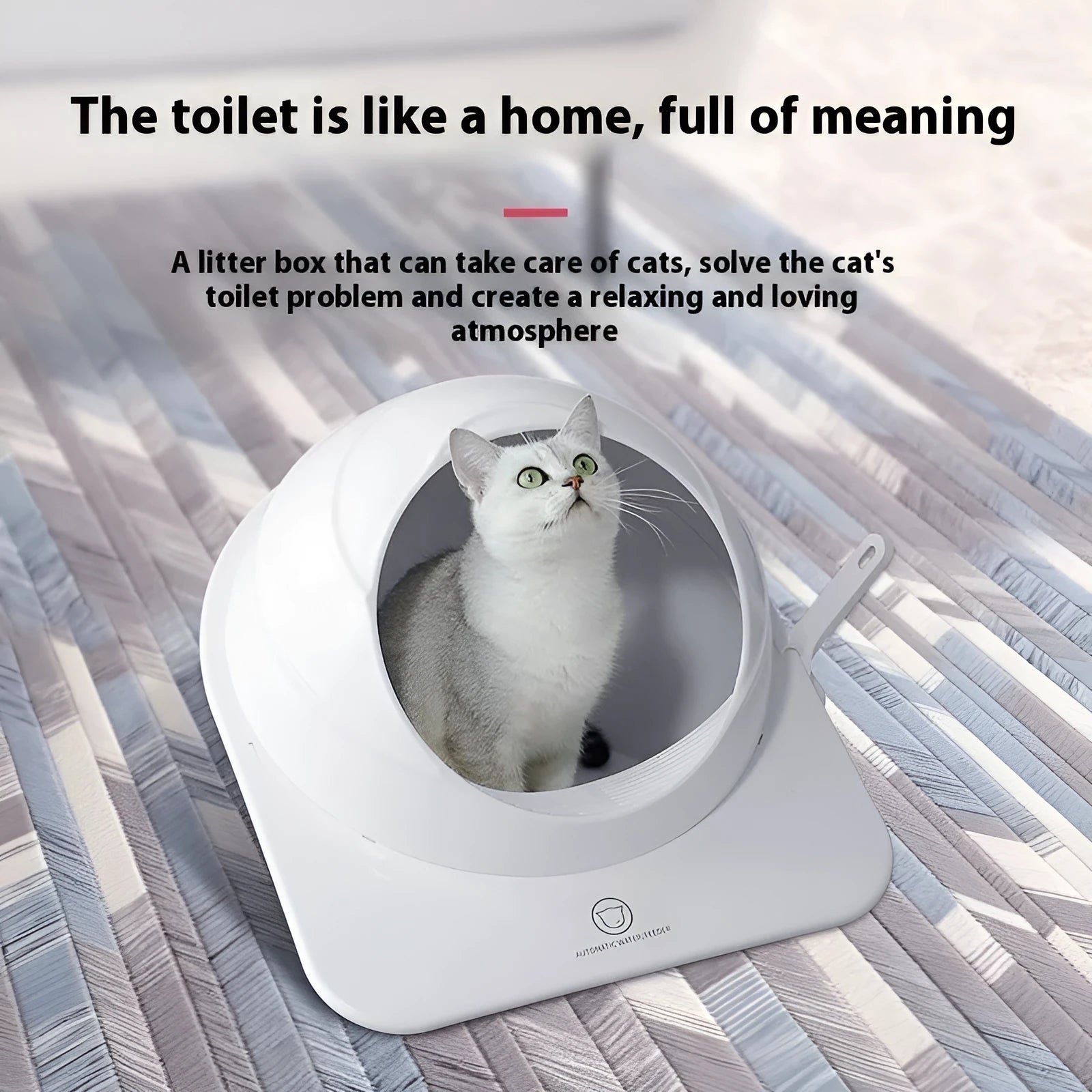 Large fully enclosed cat litter box in Ariston colour, showing covered design and deodorising feature.