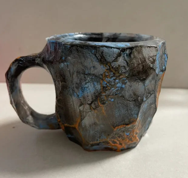 Resin mineral crystal coffee mug with handle showing clear design and colour options