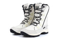Women's black thermal snow boots with genuine leather upper and rubber sole