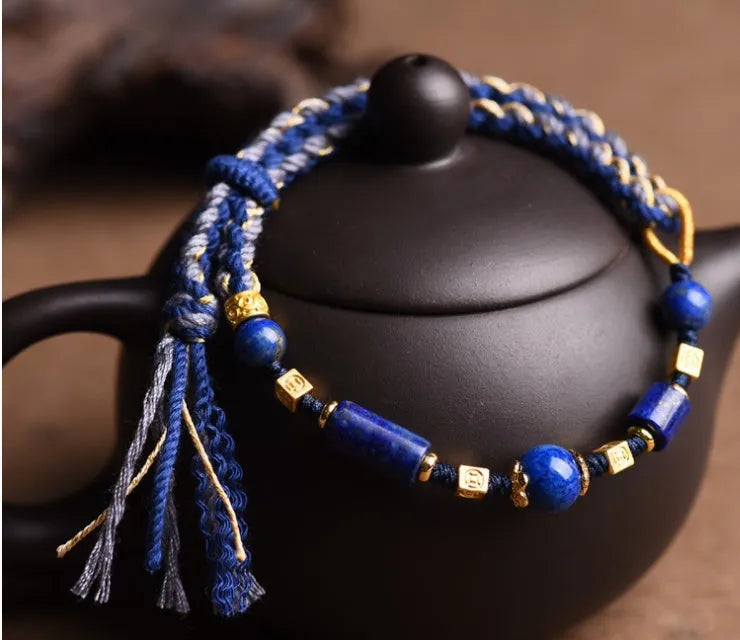 Hand-woven flexible wire watch band with national style ethnic design in Hongfei Ebony colour