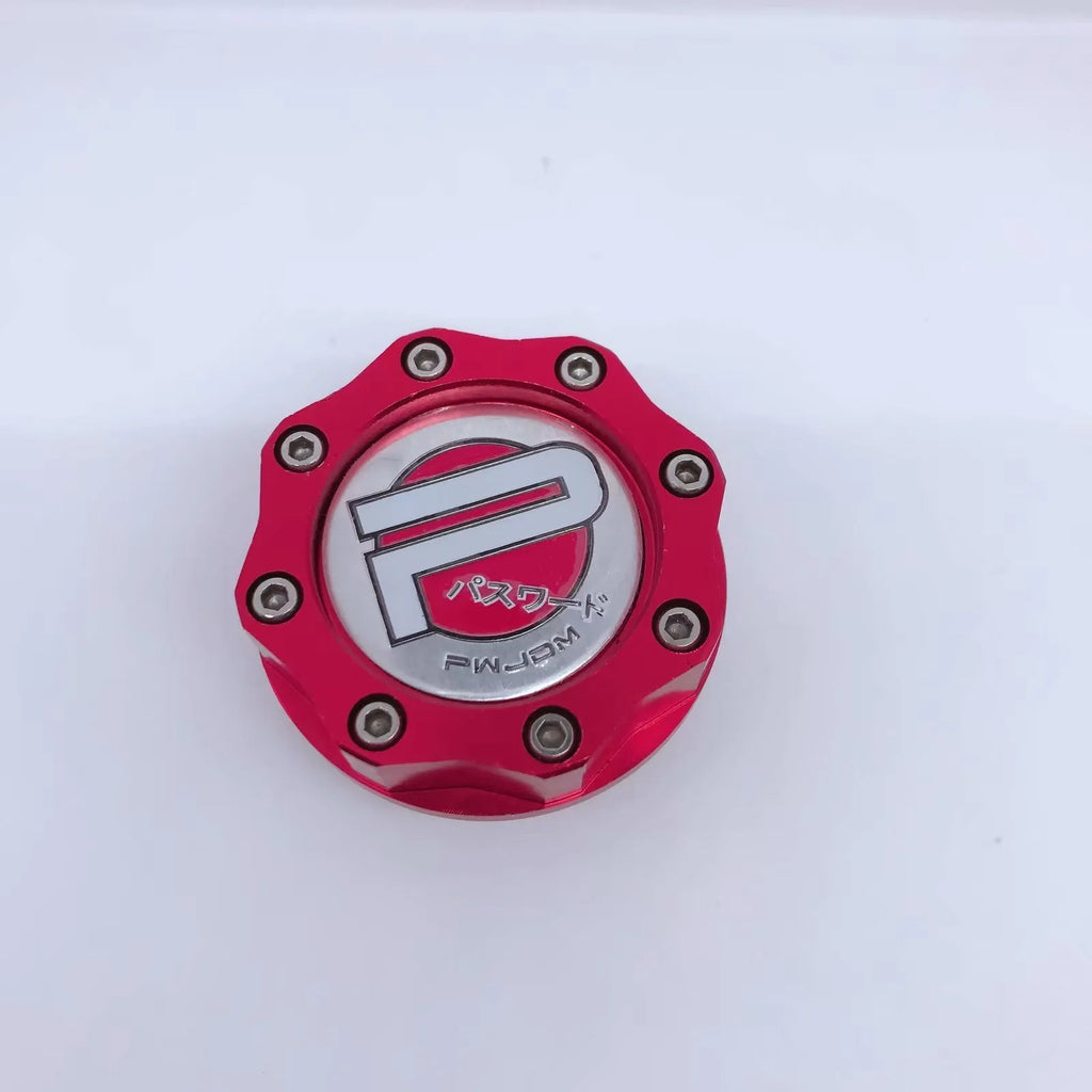 Aluminium alloy fuel tank cap for Honda cars in red, blue, gold, and purple colour options