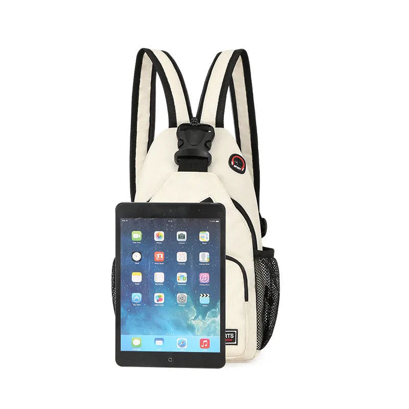 Hot Sports chest bag for women in solid colour Oxford cloth with car stitching and zipper, medium size