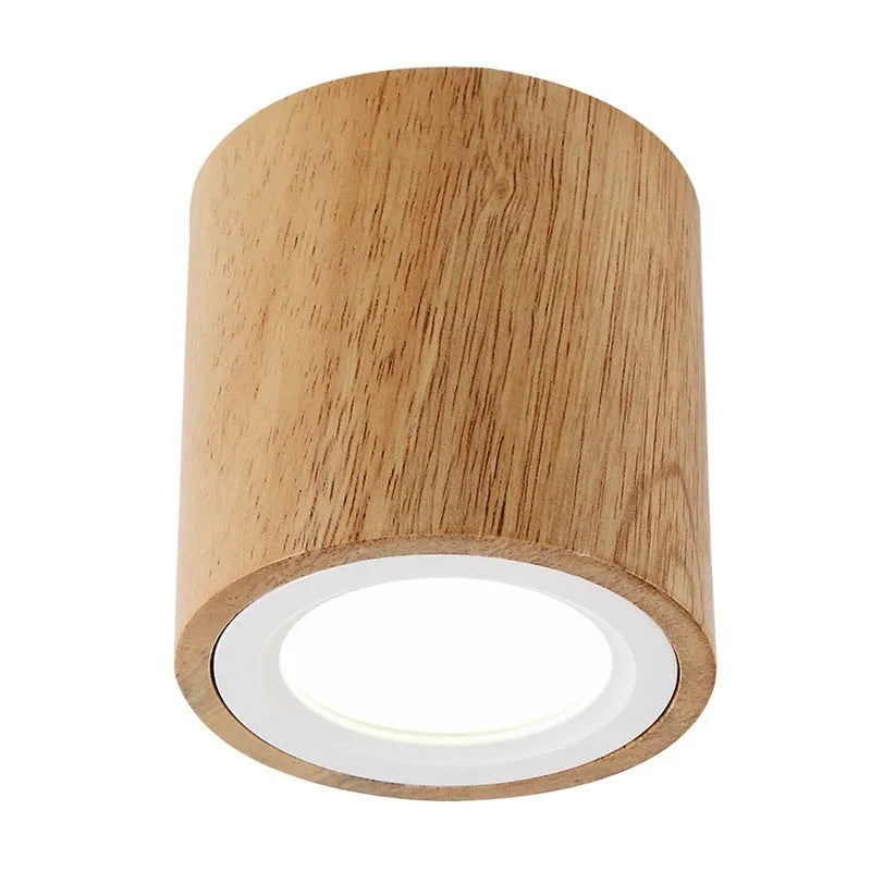 Creative modern solid wood surface mounted downlight in wood colour round shape for corridor entrance balcony lighting