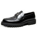 Men's low-top matte craft leather shoes with slit bead detail, black colour, rubber sole, side view