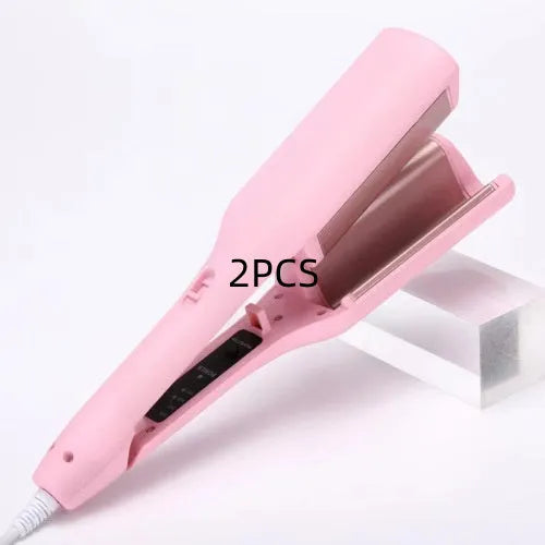 32mm deep wave hair curling iron in pink with 4 temperature settings and negative ion technology