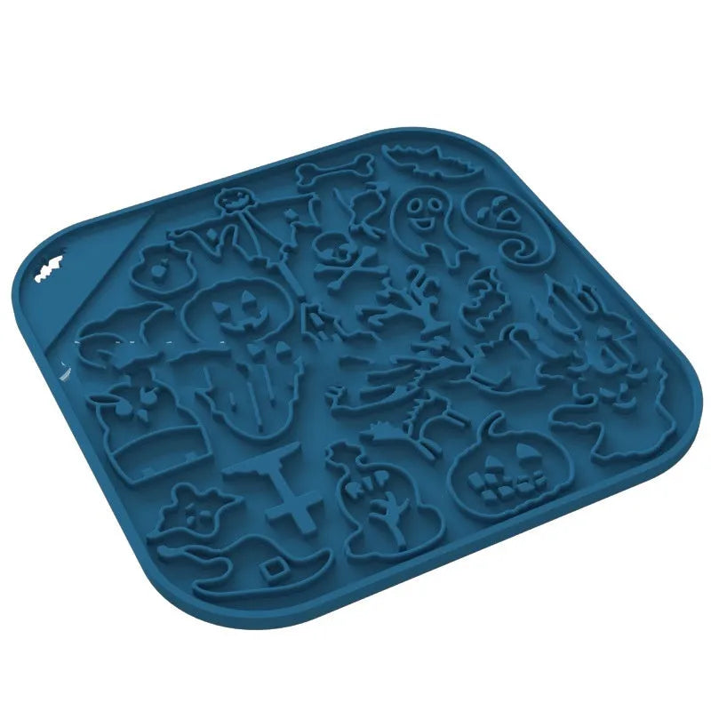 Silicone slow feeder dog bowl in multiple shapes and Halloween-themed colours