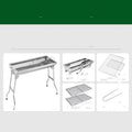 Large stainless steel folding portable barbecue oven with grill, shown outdoors.