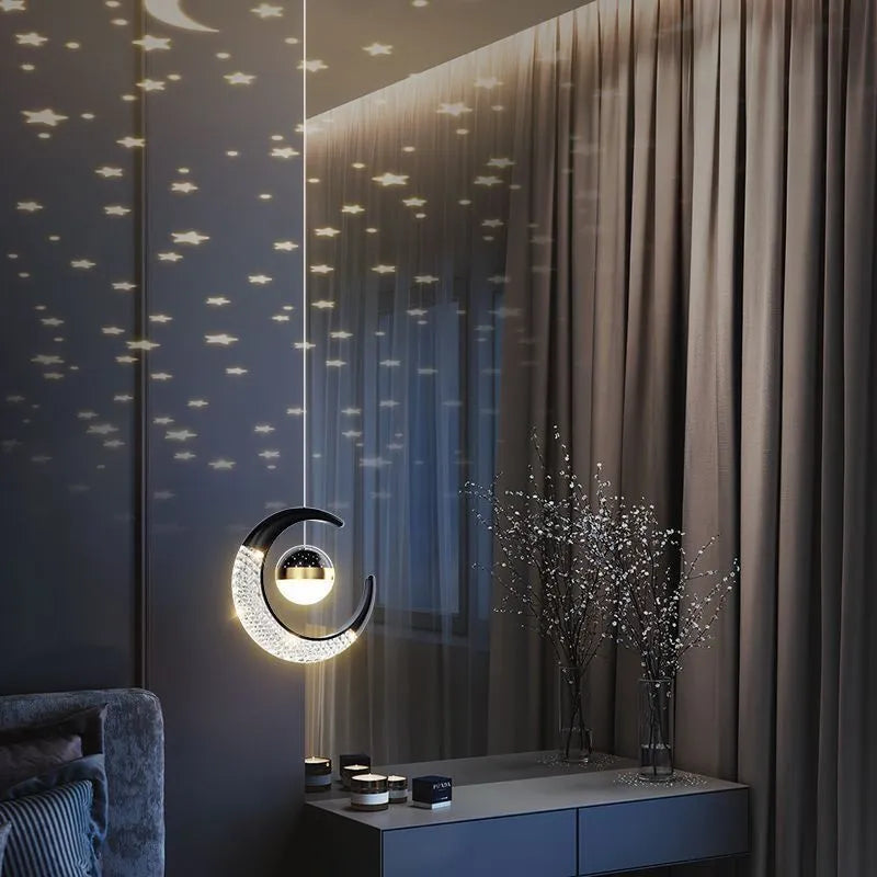 Adjustable pendant light in gold finish with three-color dimming for living room