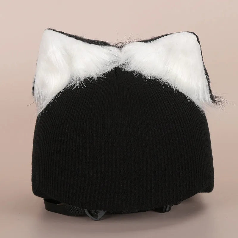 Plush fabric cartoon helmet hat decoration for ski helmets in multiple style variations
