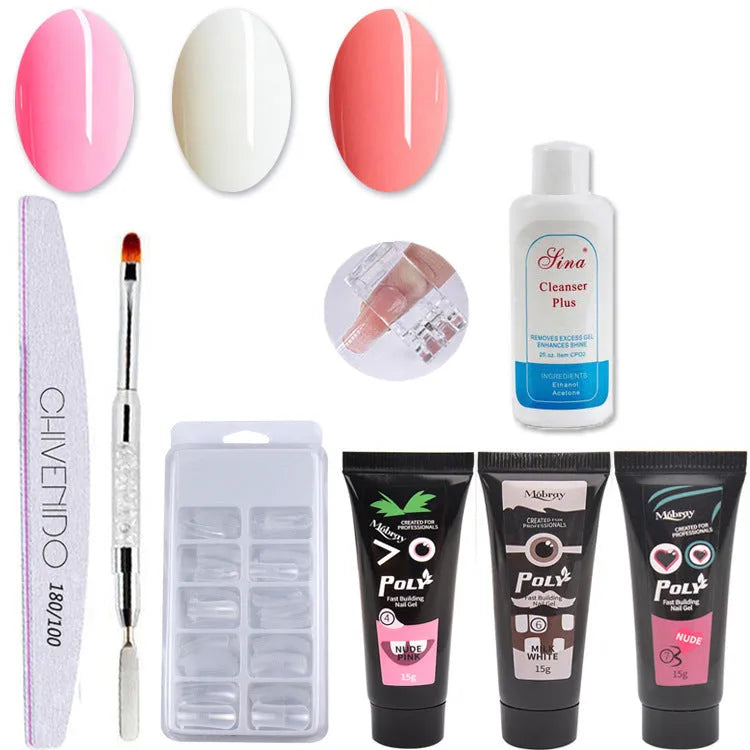 Nail art solid extension glue set 15g with four colour suits 159 245 358 467 and phototherapy gel