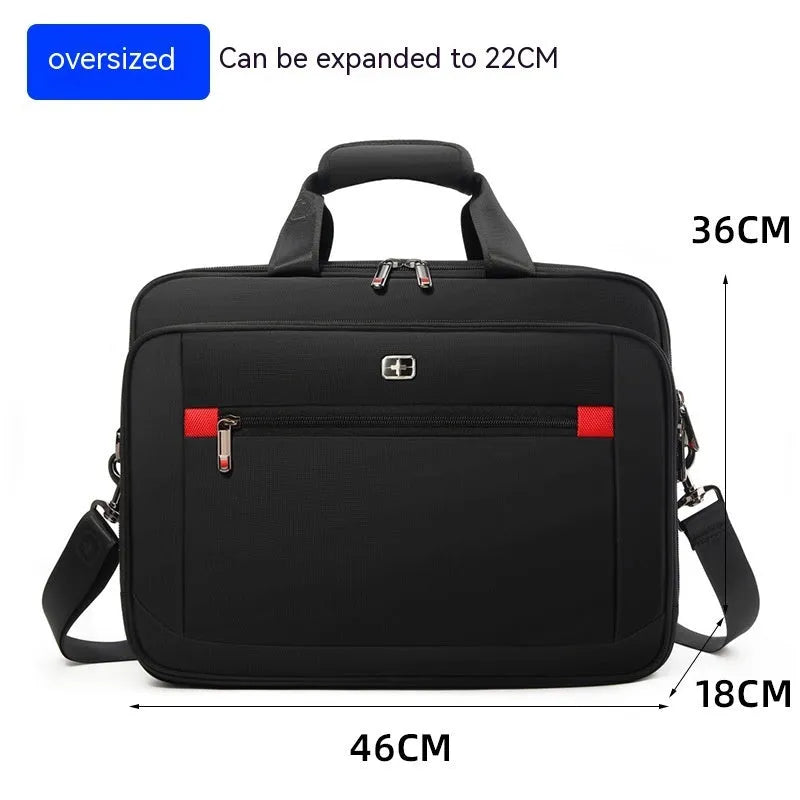 Black Oxford fabric one-shoulder messenger bag for men with urban simplicity style and polyester lining