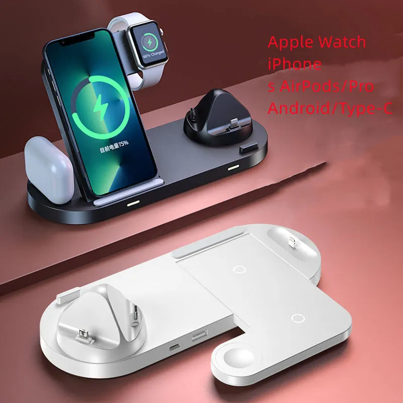 Multifunctional wireless charger base plate in black, foldable design with fast charging capability