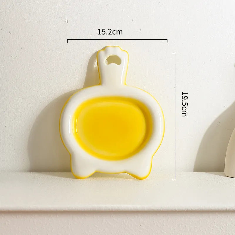 Ceramic cat bowl and plate set in blue, green, pink, or yellow with non-slip bottom