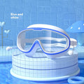 Children's large frame non-fogging waterproof swimming goggles in pink and blue