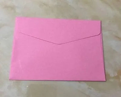 Mini coloured envelopes in assorted colours showing 11.5cm by 8cm dimensions and western-style flap