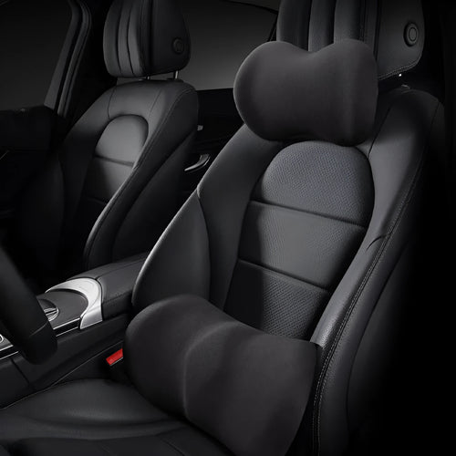 Car seat lumbar support and headrest cushion set in five colour options for driving comfort