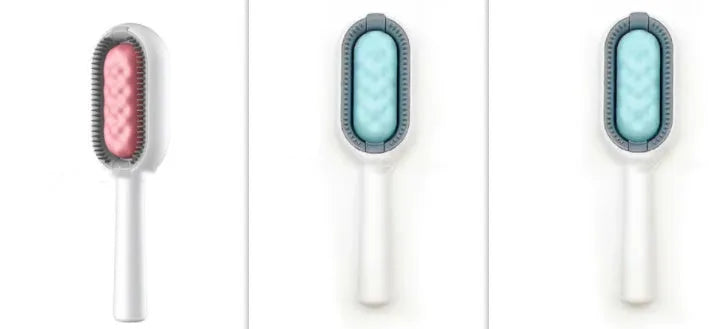 Green plastic pet hair removal comb with disposable wipes sticker for cats and dogs