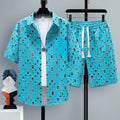 Men's casual sports shorts two-piece set in polyester with short sleeve top and shorts, available in multiple colours and sizes S-6XL