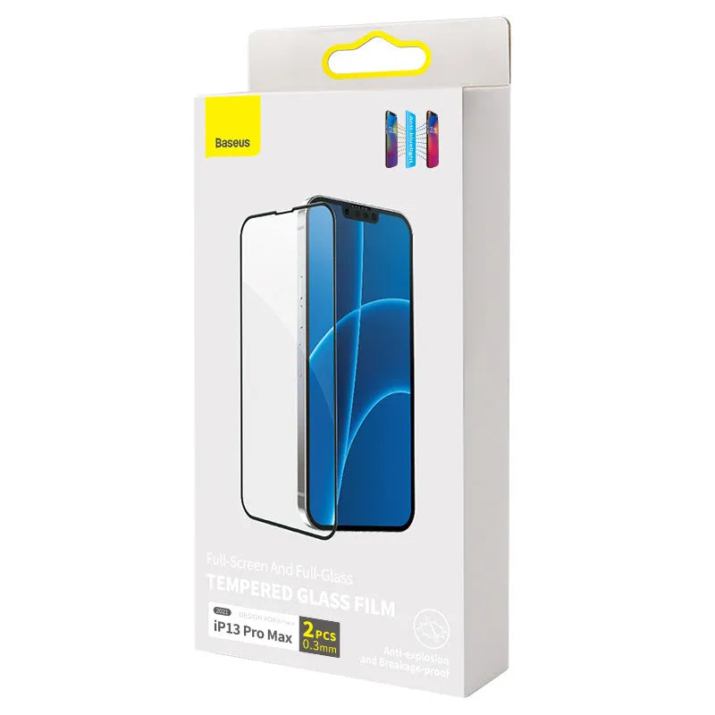 0.3mm anti blue light tempered glass screen protector for iPhone 5.4 inch model, black, with installation tool