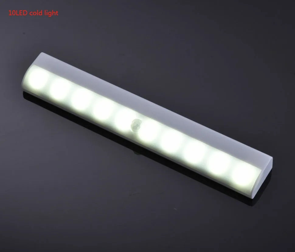 Silver aluminium magnetic LED closet light with motion sensor and USB charging port.