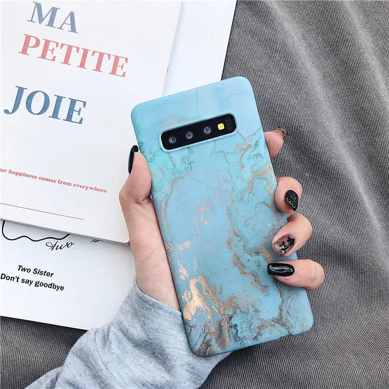 Marble pattern hard phone case for Samsung Galaxy smartphones showing abstract swirl design
