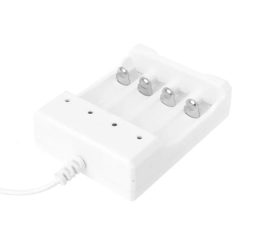 Universal smart 4-slot battery charger adapter for rechargeable AA and AAA batteries with USB plug input