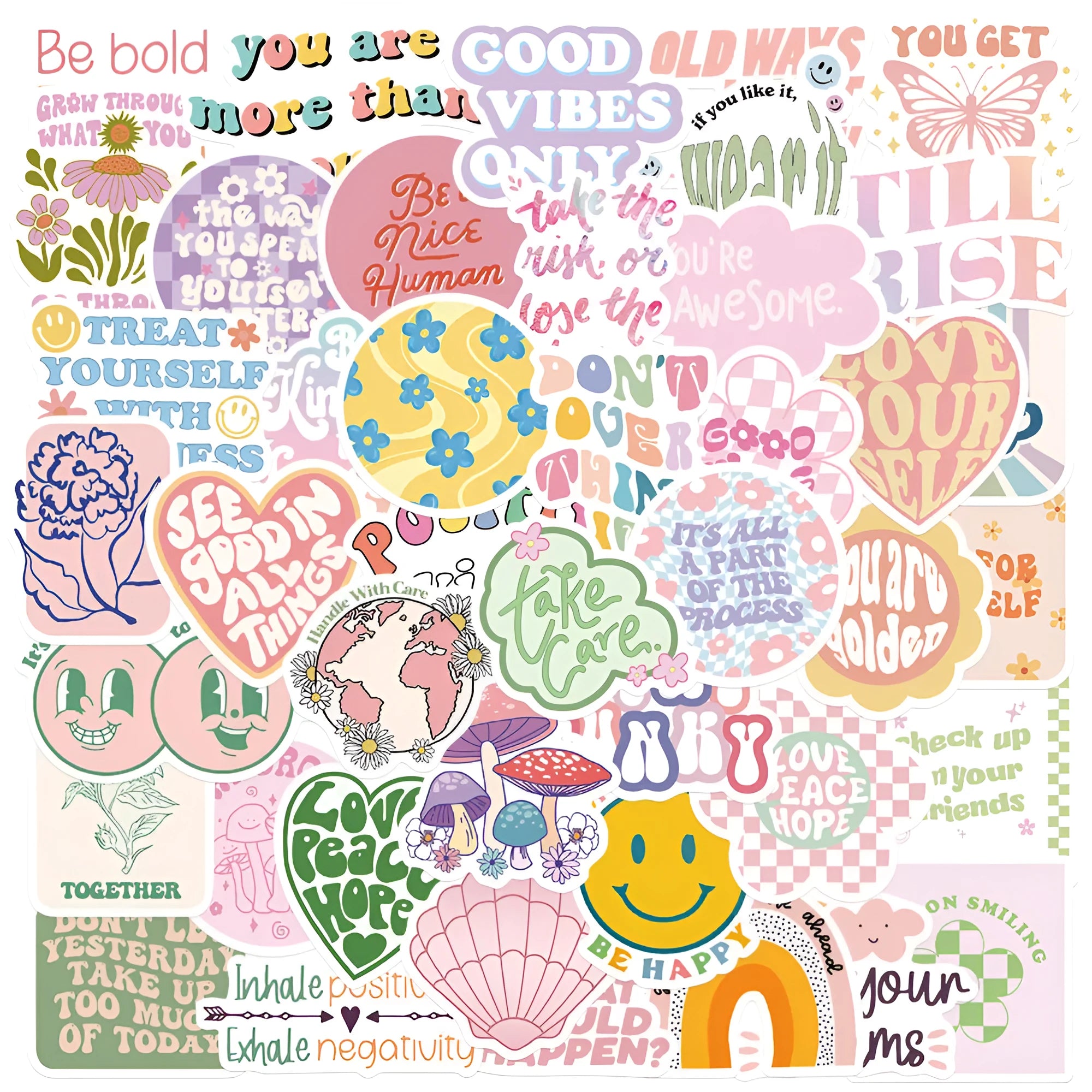 Danish pink motivational statement stickers with graffiti patterns for laptop and luggage decoration