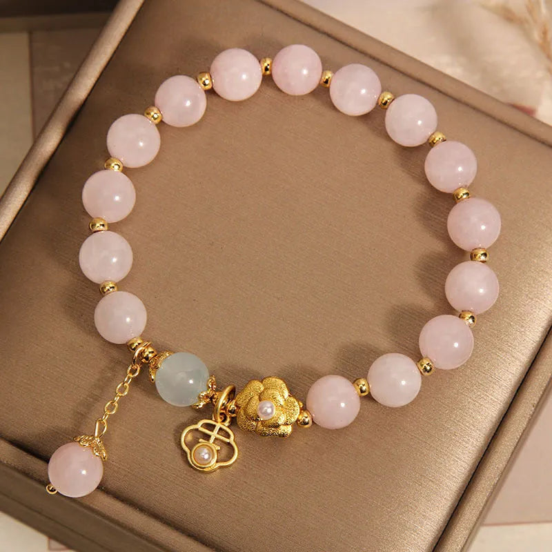 Pink crystal flower bracelet for women's fashion jewellery
