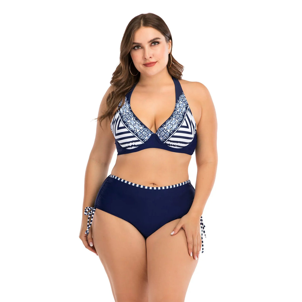 Photo colour underwire bikini with steel support and chest pad in plus size L to 4XL