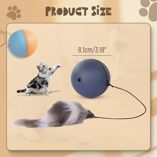 Blue and orange automatic rolling cat ball toy with self-activated motion for indoor pet play