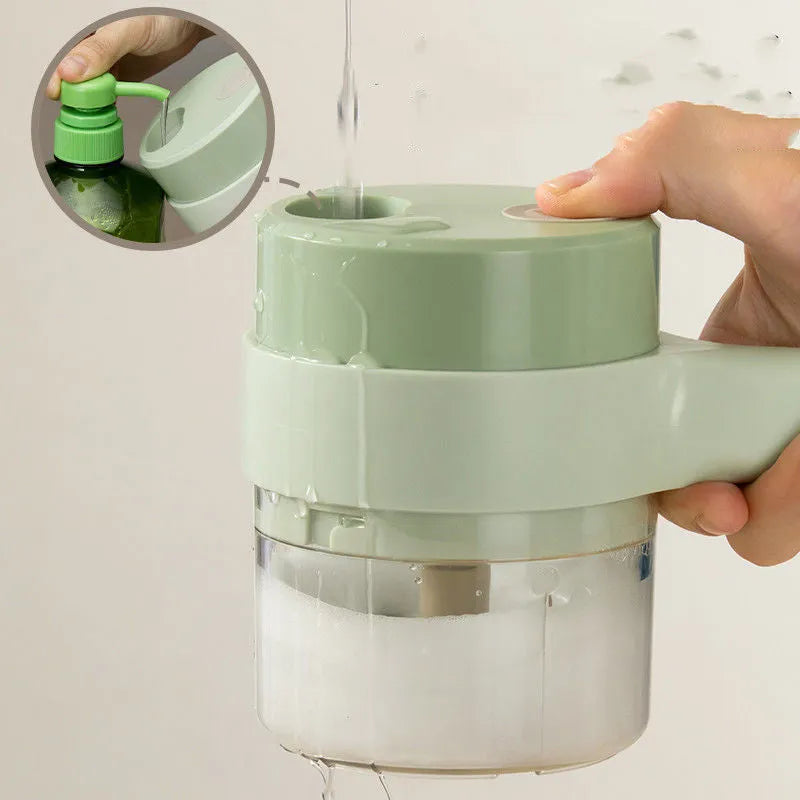 Household multifunctional wireless electric garlic masher in plastic with slicer combo and Type-C cable