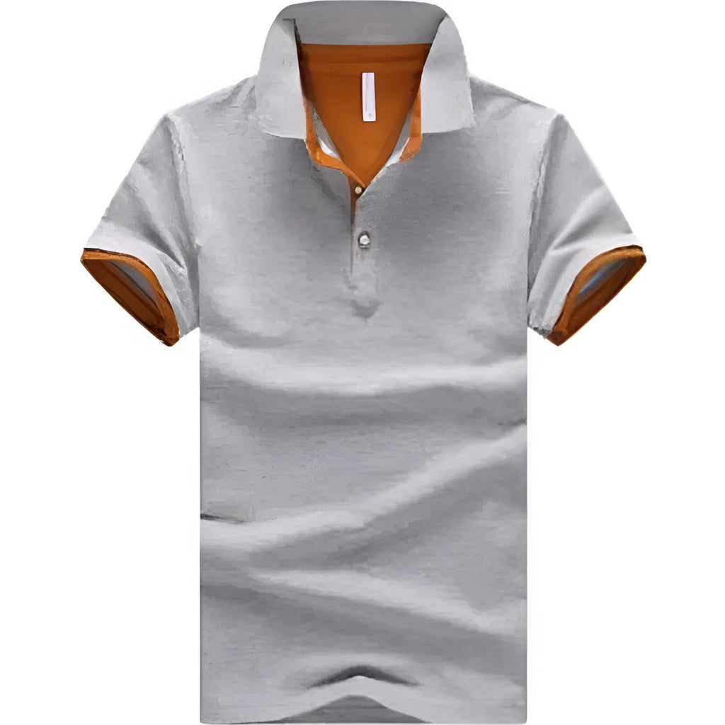 Men's casual fashion stand collar polo shirt in cotton with short sleeves