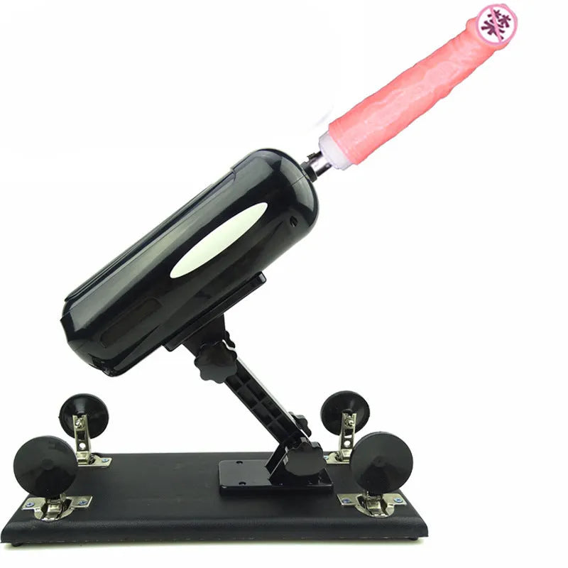 Women's automatic telescopic thrusting sex tool in purple, black, or pink with PVC construction