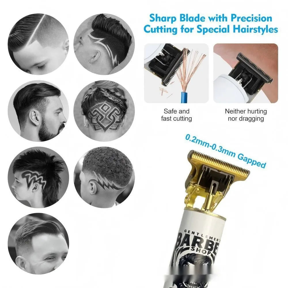 Rechargeable hair clipper kit with stainless steel cutter head and four plastic attachment combs
