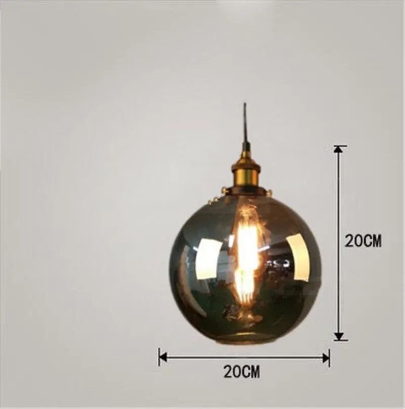 Nordic industrial glass chandelier in amber with adjustable 1.2m height