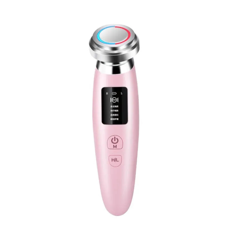 Pink cleansing and rejuvenating beauty instrument showing 185mm length