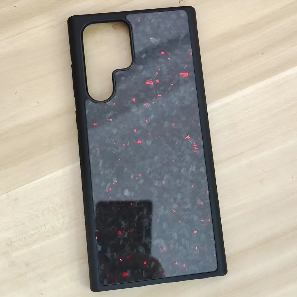 Real carbon fiber silicone phone case for Samsung S24 Ultra in forged blue colour