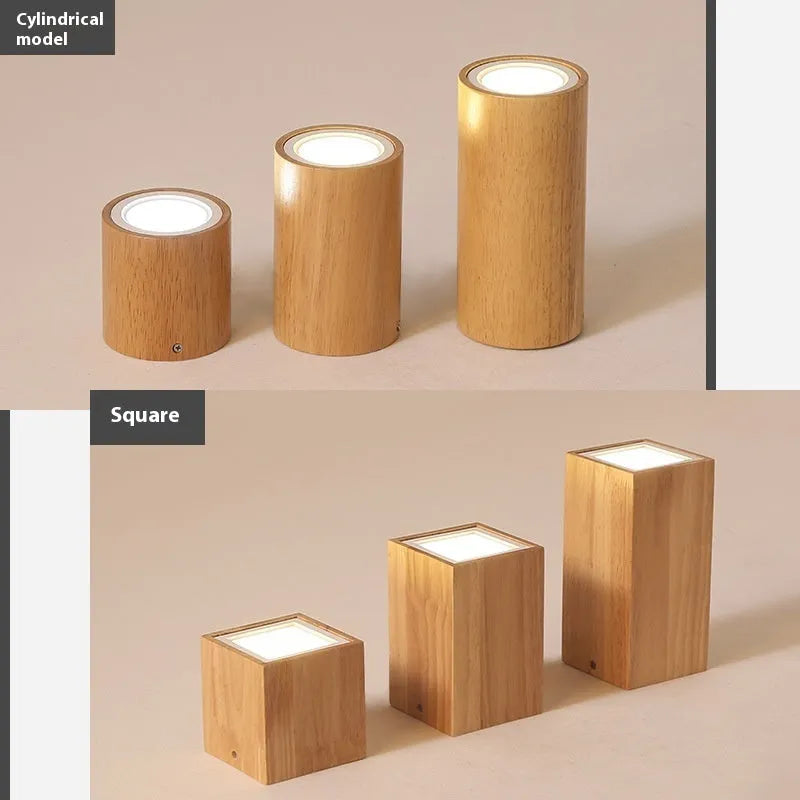 Creative modern solid wood surface mounted downlight in wood colour round shape for corridor entrance balcony lighting