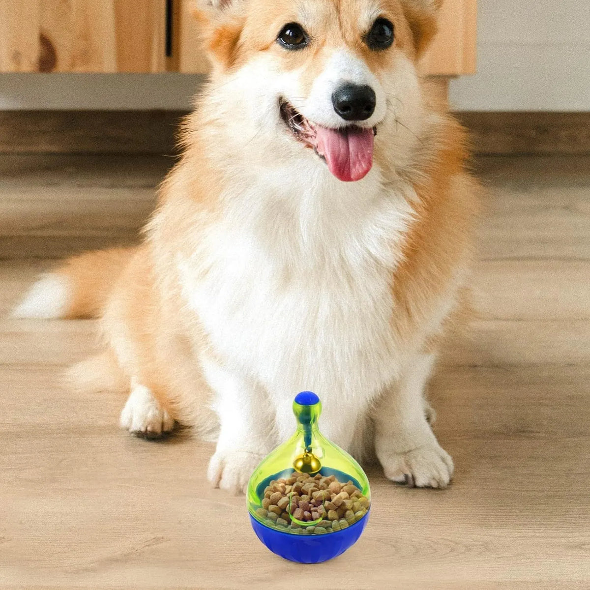 Interactive dog treat ball dispenser tumbler toy in size L, 14x10x10cm lightweight design for small medium pets