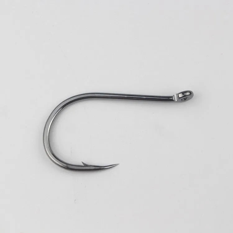 Bulk pack of alloy carbon steel sea fishing hooks with crooked mouth barbed design in various sizes