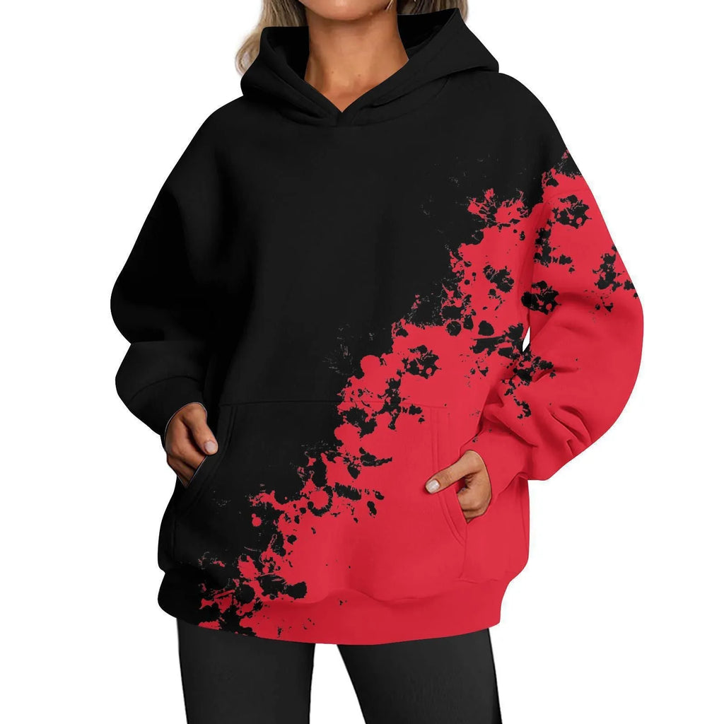 Ladies casual printed hooded top in polyester with hood, multiple colour options and sizes available