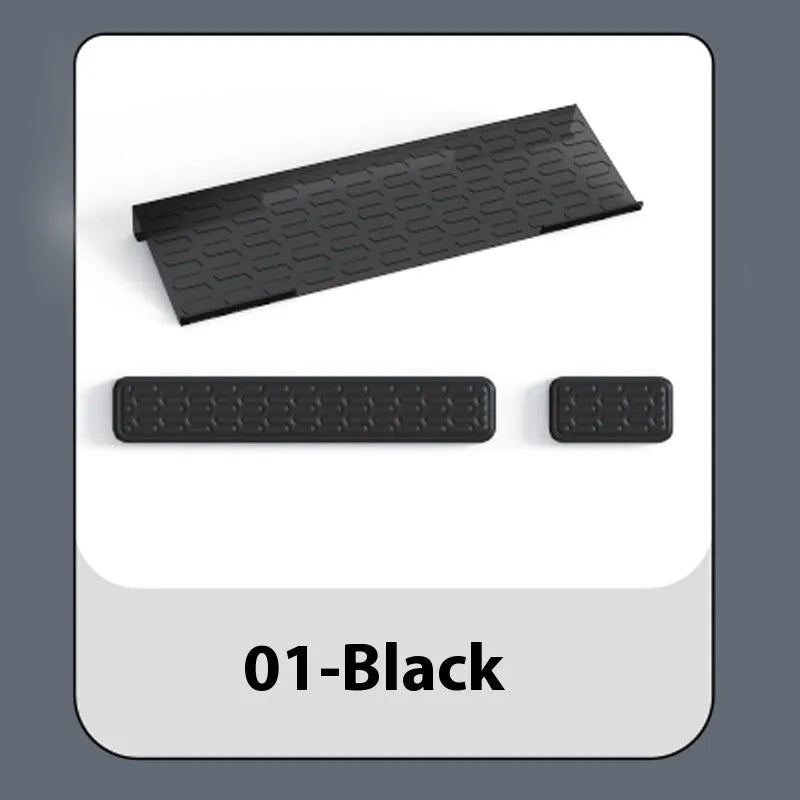 Double-sided memory foam keyboard and mouse pad with wrist support in various colours.