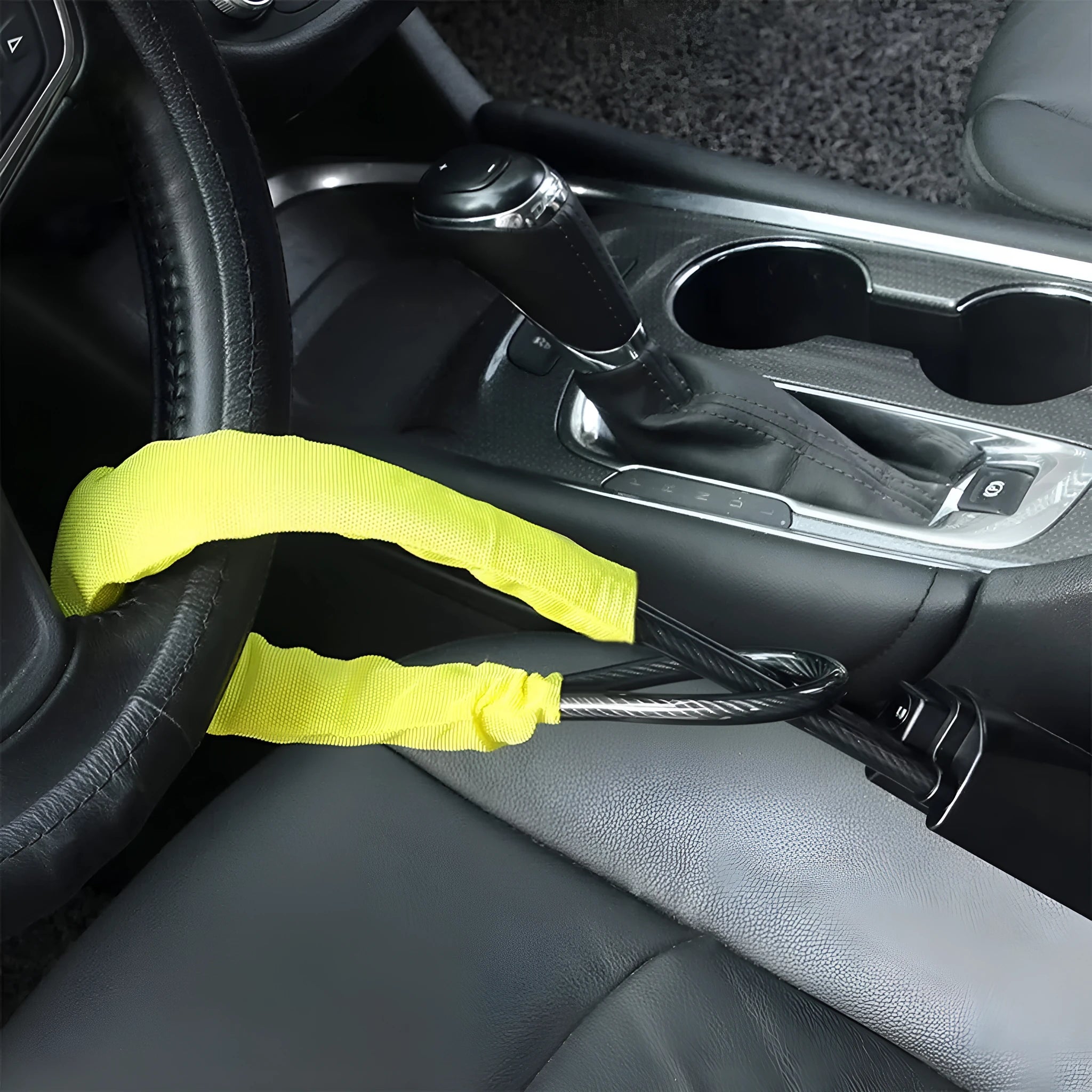 General Motors steering wheel lock with iron wire rope and copper lock mechanism in three colour options