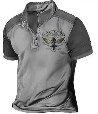 Loose fit golf polo shirt with digital print on polyester bird eye fabric.