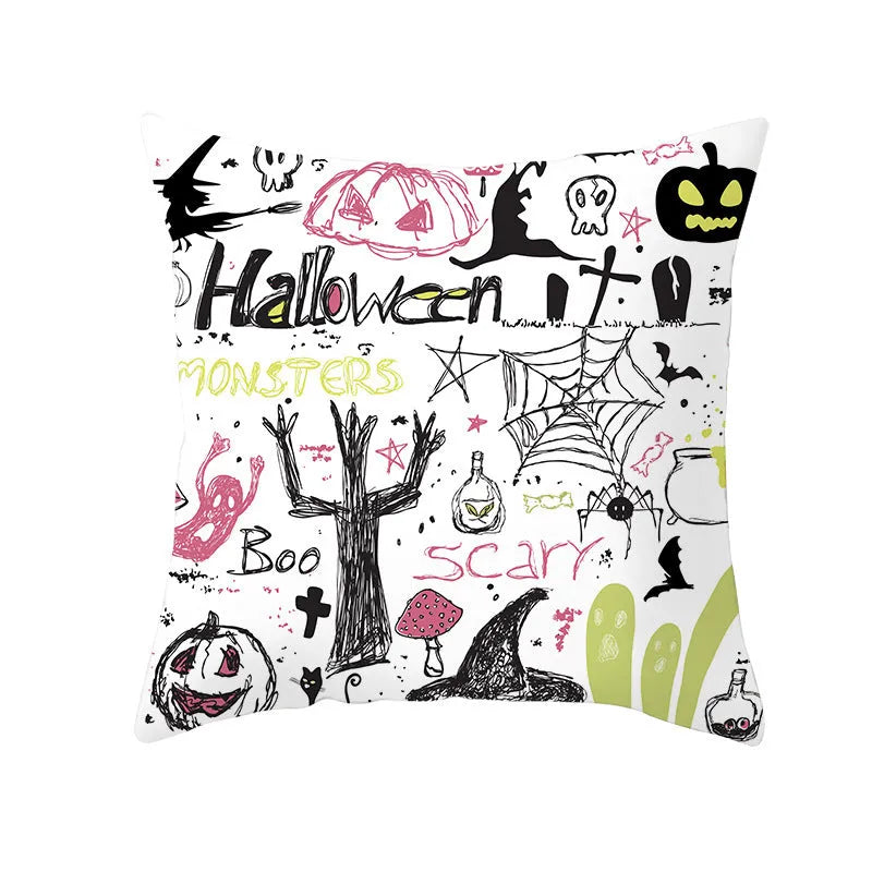 Halloween pillowcase 45x45cm in peach skin fabric with modern simple square design for living room cushion